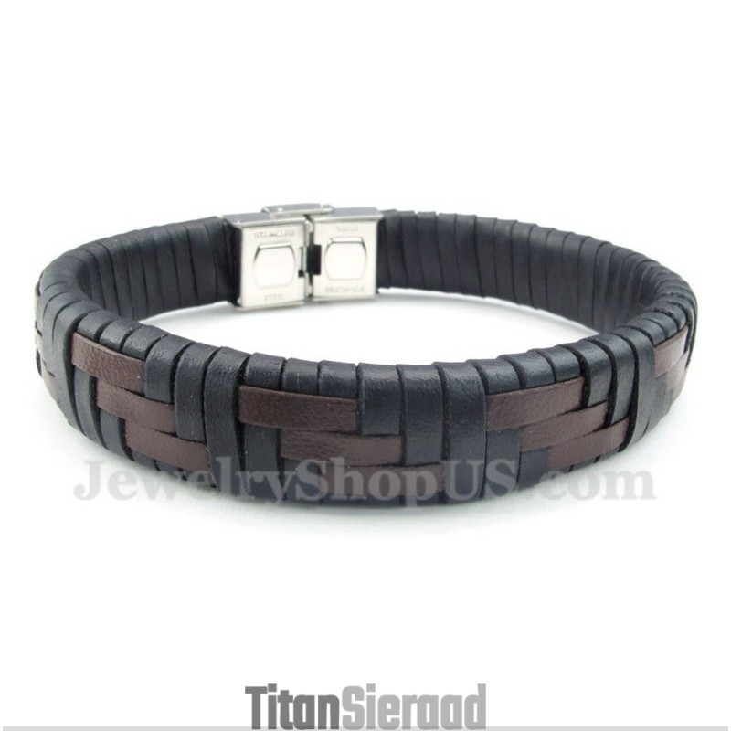 Heren Titanium Leren Armband Heren Titanium Leren Armband