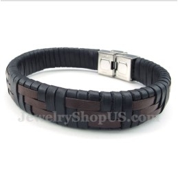 Heren Titanium Leren Armband