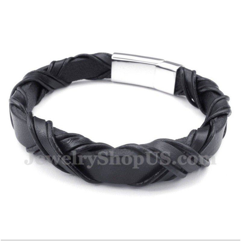 Heren Titanium Leren Armband