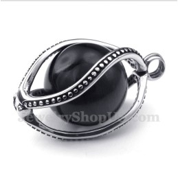 Heren Titanium Zwarte Opaal Hanger Met Gratis Ketting