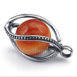 Heren Titanium Rode Opaal Hanger Met Gratis Ketting