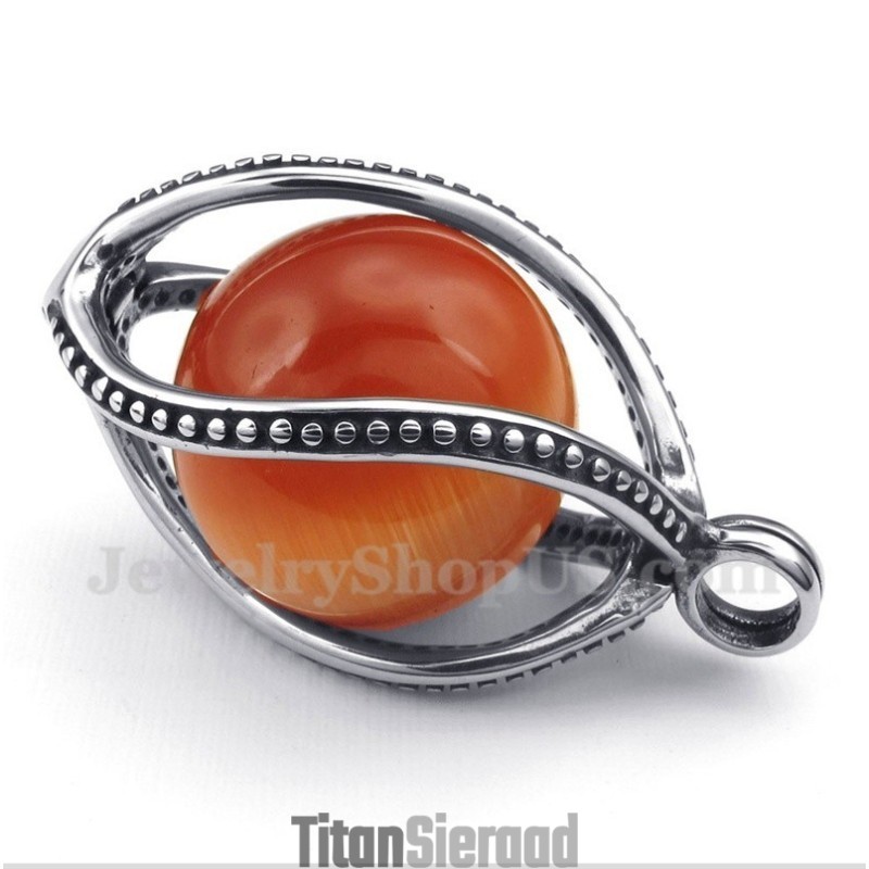 Heren Titanium Rode Opaal Hanger Met Gratis Ketting Heren Titanium Rode Opaal Hanger Met Gratis Ketting