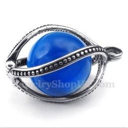 Heren Titanium Blauwe Opaal Hanger Met Gratis Ketting