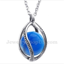 Heren Titanium Blauwe Opaal Hanger Met Gratis Ketting