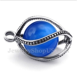 Heren Titanium Blauwe Opaal Hanger Met Gratis Ketting