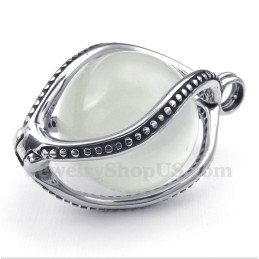 Heren Titanium Witte Opaal Hanger Met Gratis Ketting