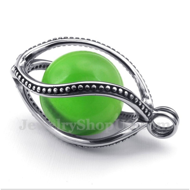 Heren Titanium Groene Opaal Hanger Met Gratis Ketting