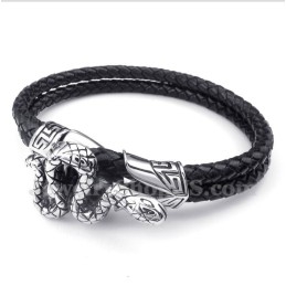 Heren Titanium Leren Armband
