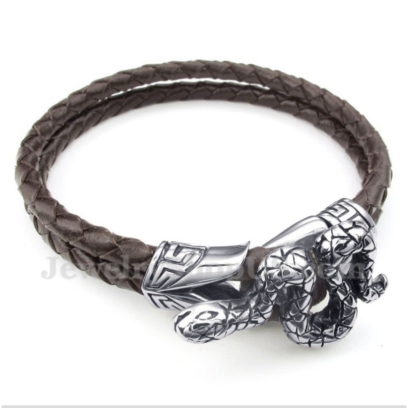 Heren Titanium Leren Armband