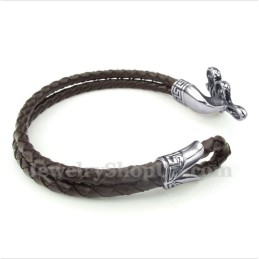 Heren Titanium Leren Armband