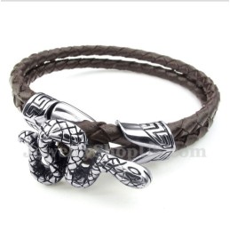 Heren Titanium Leren Armband