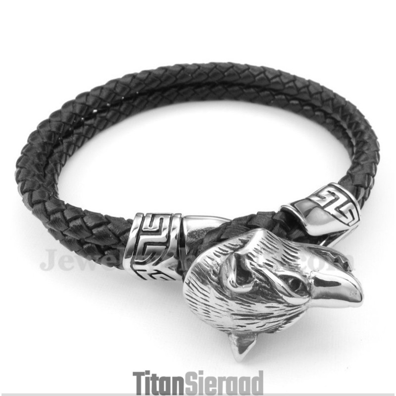 Heren Titanium Leren Armband