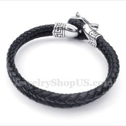 Heren Titanium Leren Armband