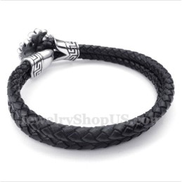 Heren Titanium Leren Armband
