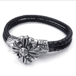 Heren Titanium Leren Armband