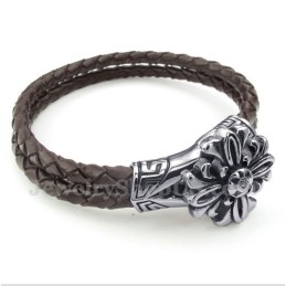 Heren Titanium Leren Armband