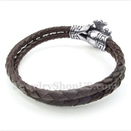 Heren Titanium Leren Armband