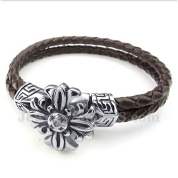 Heren Titanium Leren Armband