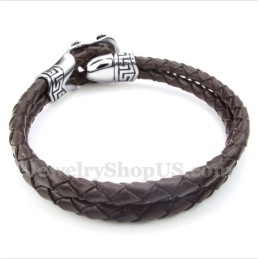 Heren Titanium Leren Armband