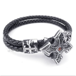 Heren Titanium Leren Armband