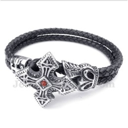 Heren Titanium Leren Armband