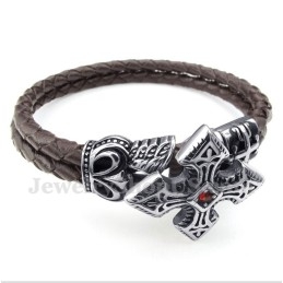 Heren Titanium Leren Armband