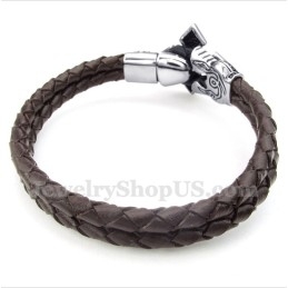 Heren Titanium Leren Armband