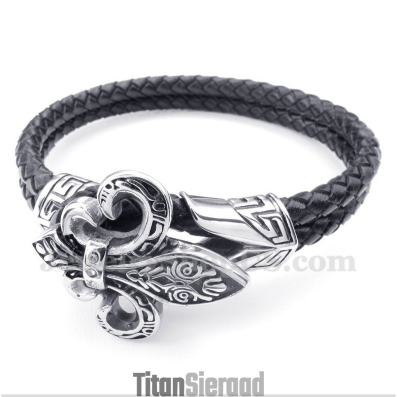 Heren Titanium Leren Armband