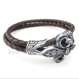 Heren Titanium Leren Armband