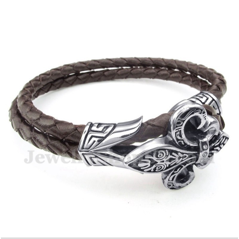 Heren Titanium Leren Armband