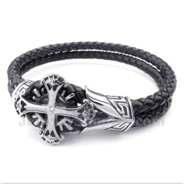 Heren Titanium Leren Armband
