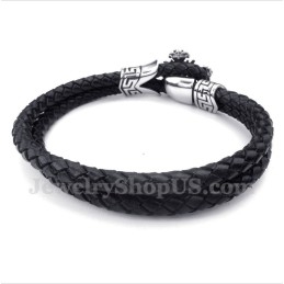 Heren Titanium Leren Armband