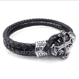 Heren Titanium Leren Armband