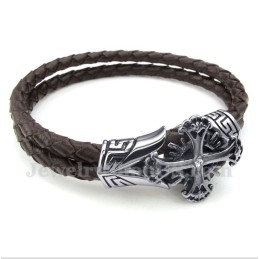 Heren Titanium Leren Armband