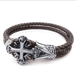 Heren Titanium Leren Armband
