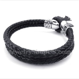 Heren Titanium Leren Armband