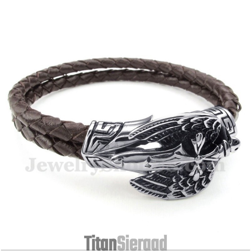 Heren Titanium Leren Armband Heren Titanium Leren Armband