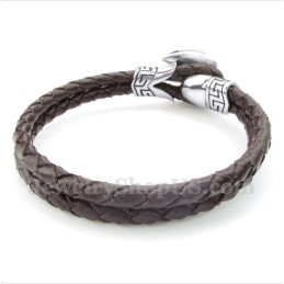 Heren Titanium Leren Armband