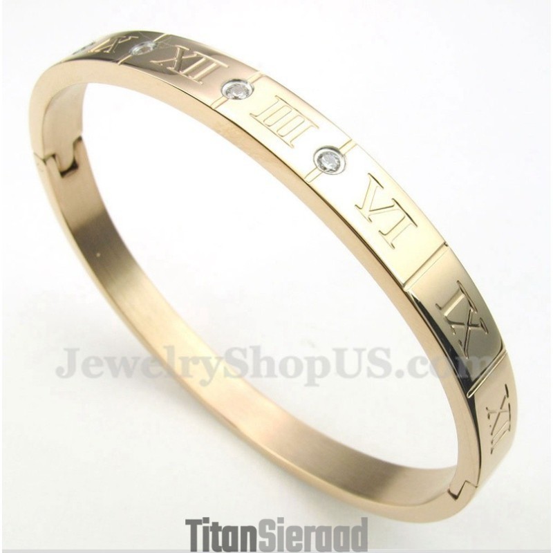 Herenarmband Van Titanium, Diamant, Roségoud En Romeinse Cijfers