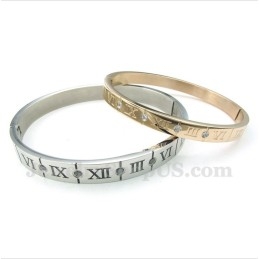 Titanium Diamanten Romeinse Cijfers Koppelarmband (Één Paar)
