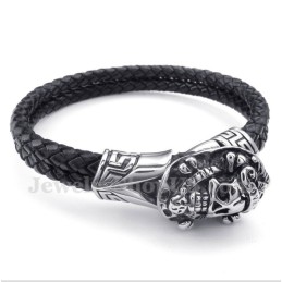 Heren Titanium Leren Armband