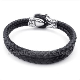Heren Titanium Leren Armband
