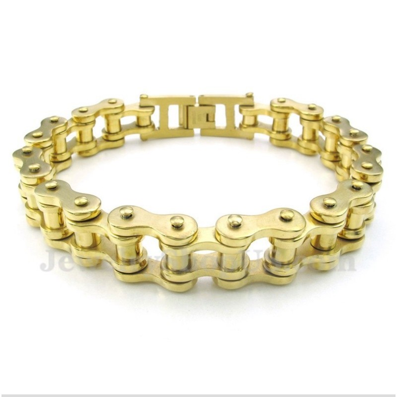 Heren Titanium Gouden Fietsketting Armband