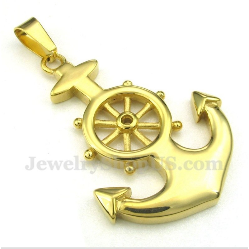 Heren Titanium Gouden Roerhanger Met Gratis Ketting