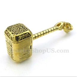Heren Titanium Gouden Thor'S Hammer Hanger Met Gratis Ketting