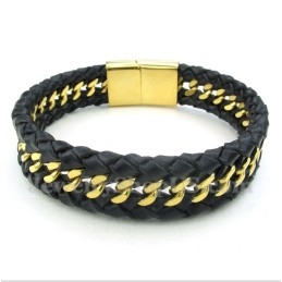 Heren Titanium Leren Armband