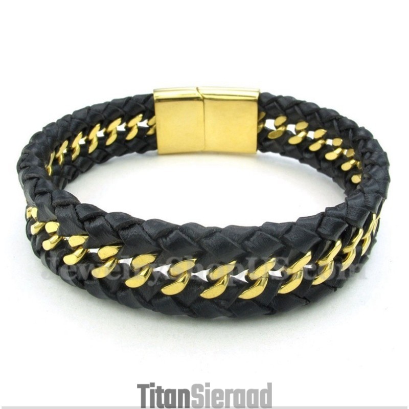 Heren Titanium Leren Armband