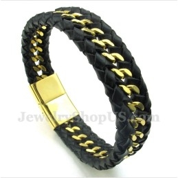 Heren Titanium Leren Armband