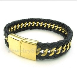 Heren Titanium Leren Armband