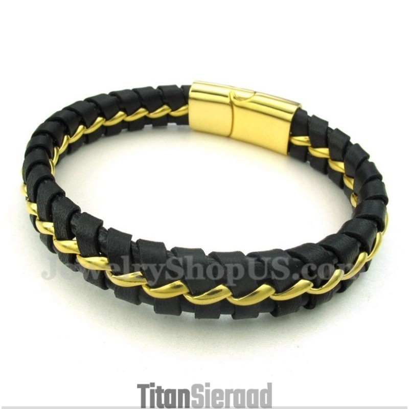 Heren Titanium Leren Armband